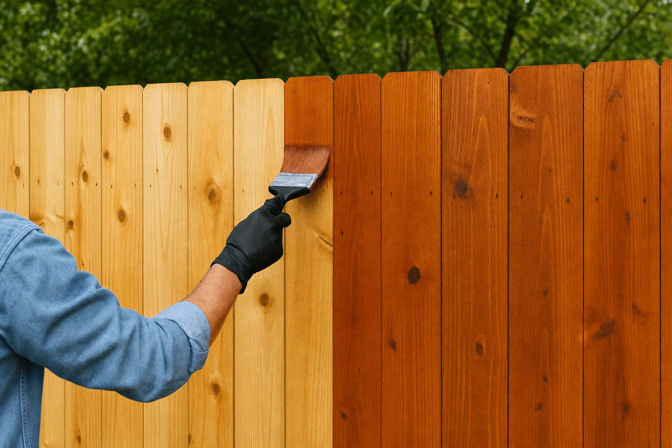 Fence staining and sealing